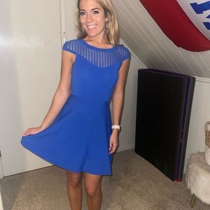 Royal blue cap sleeve fit and flare dress French Connection size XS